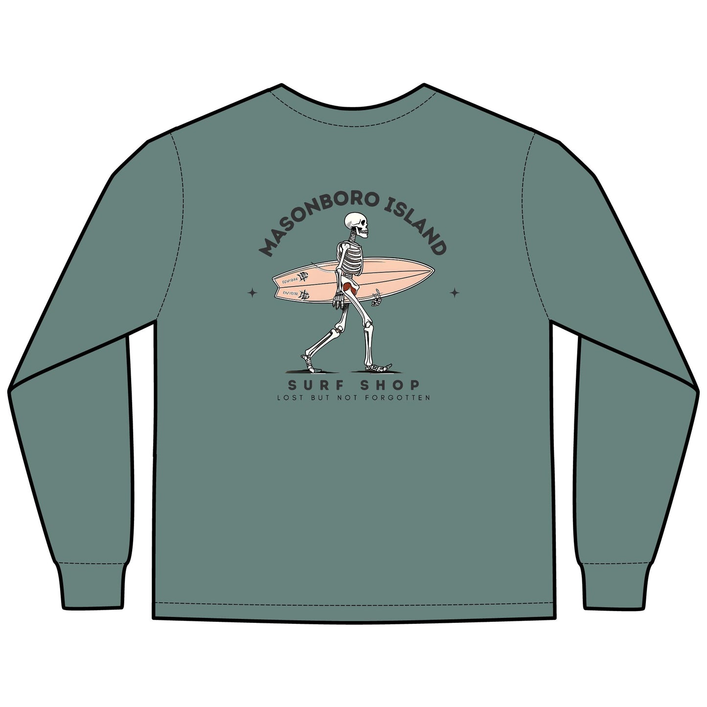 Walking Skeleton Surfer Logo - Long Sleeve
